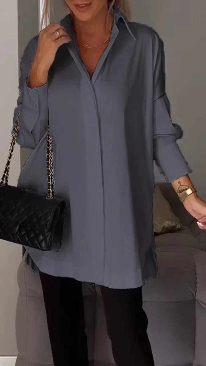 Brookleigh® | Elegant Oversized Shirt Blouse With Rolled Up Sleeves