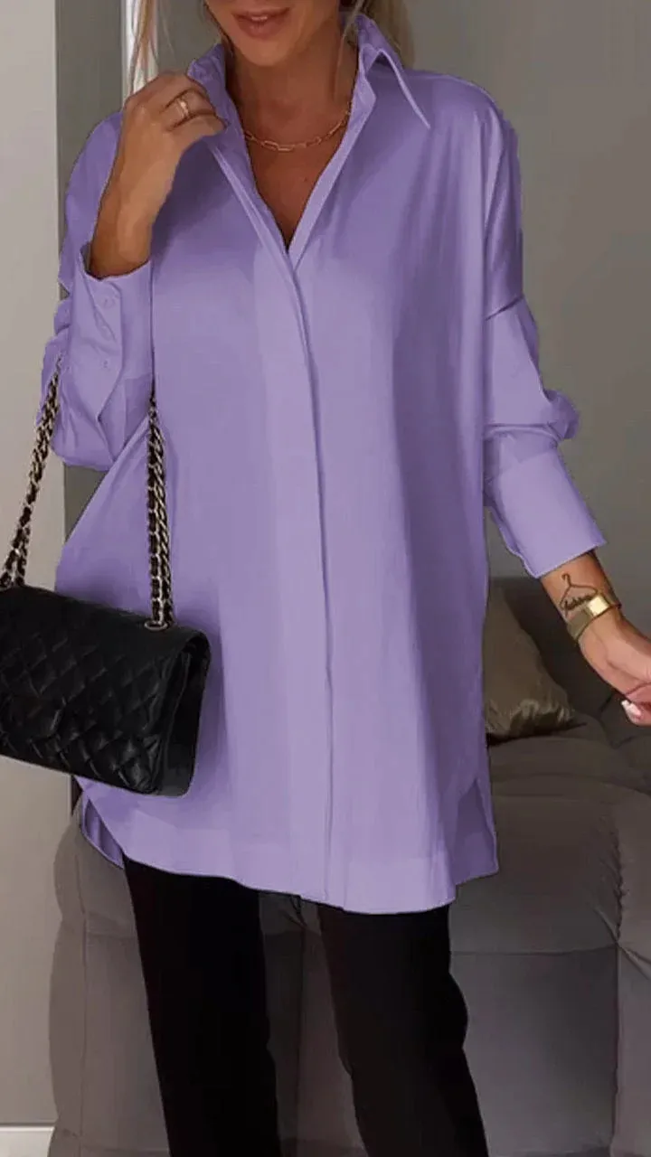 Brookleigh® | Elegant Oversized Shirt Blouse With Rolled Up Sleeves