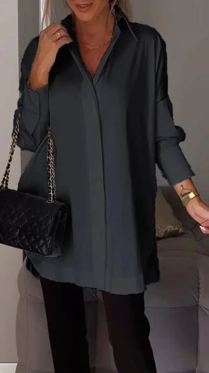 Brookleigh® | Elegant Oversized Shirt Blouse With Rolled Up Sleeves