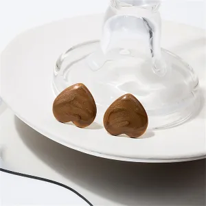 Brown Enamel & 18K Gold-Plated Upside-Down Heart Stud Earrings