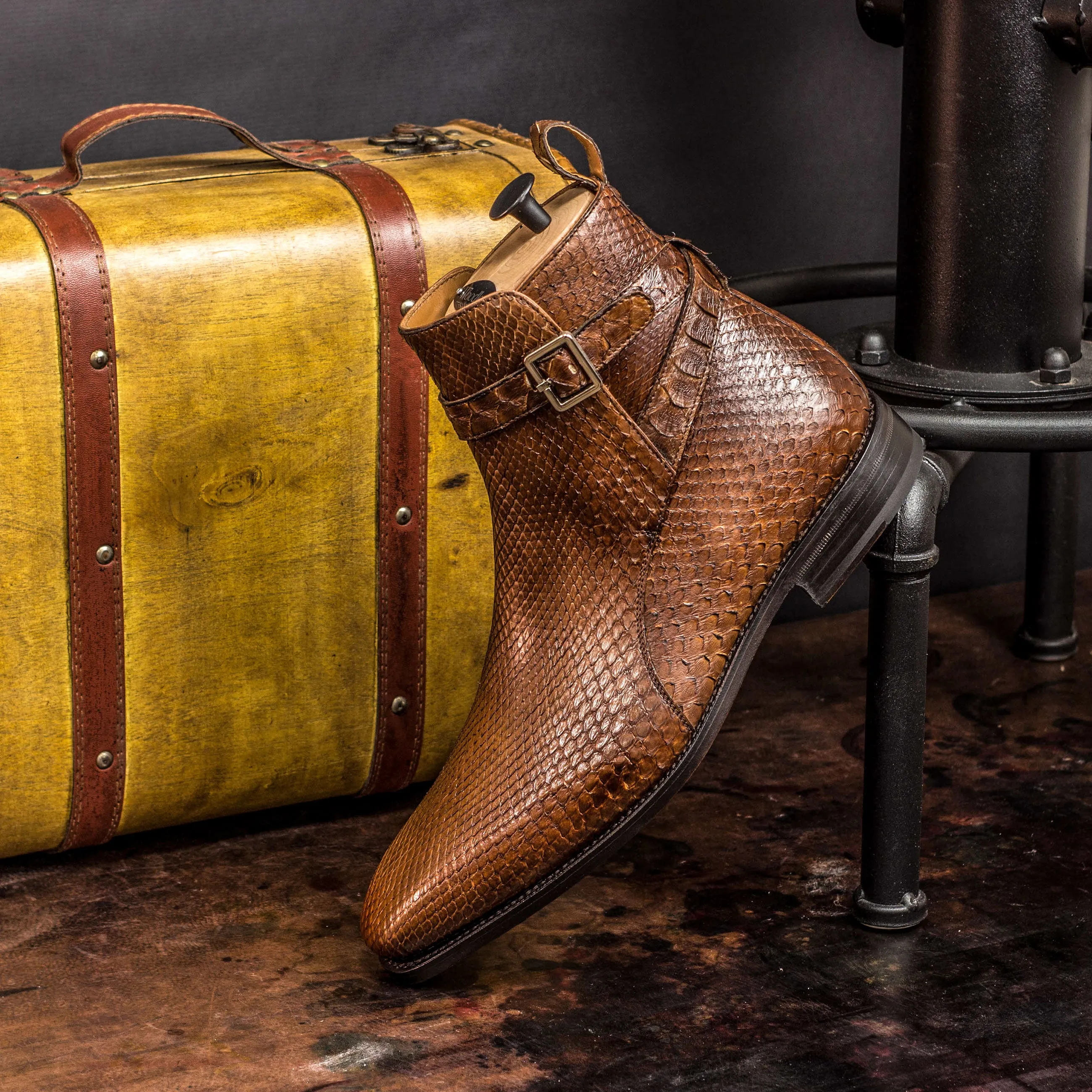 Brown Exotic Python Jodhpur Boots