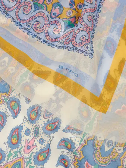 Brushed Scarf With Medallion And Paisley Motif