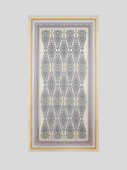 Brushed Scarf With Medallion And Paisley Motif