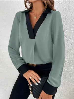 Bryann® | Chic Autumn V-Neck Long Sleeve Blouse For Women