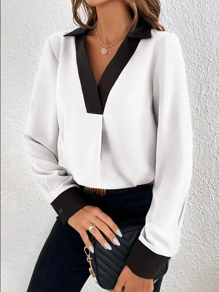 Bryann® | Chic Autumn V-Neck Long Sleeve Blouse For Women