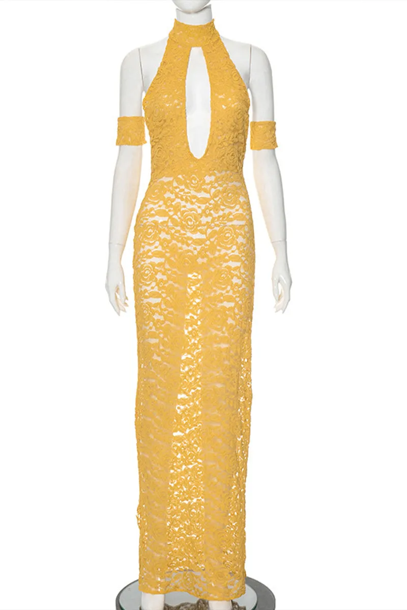 BS3328 Lace Halter Long Dress