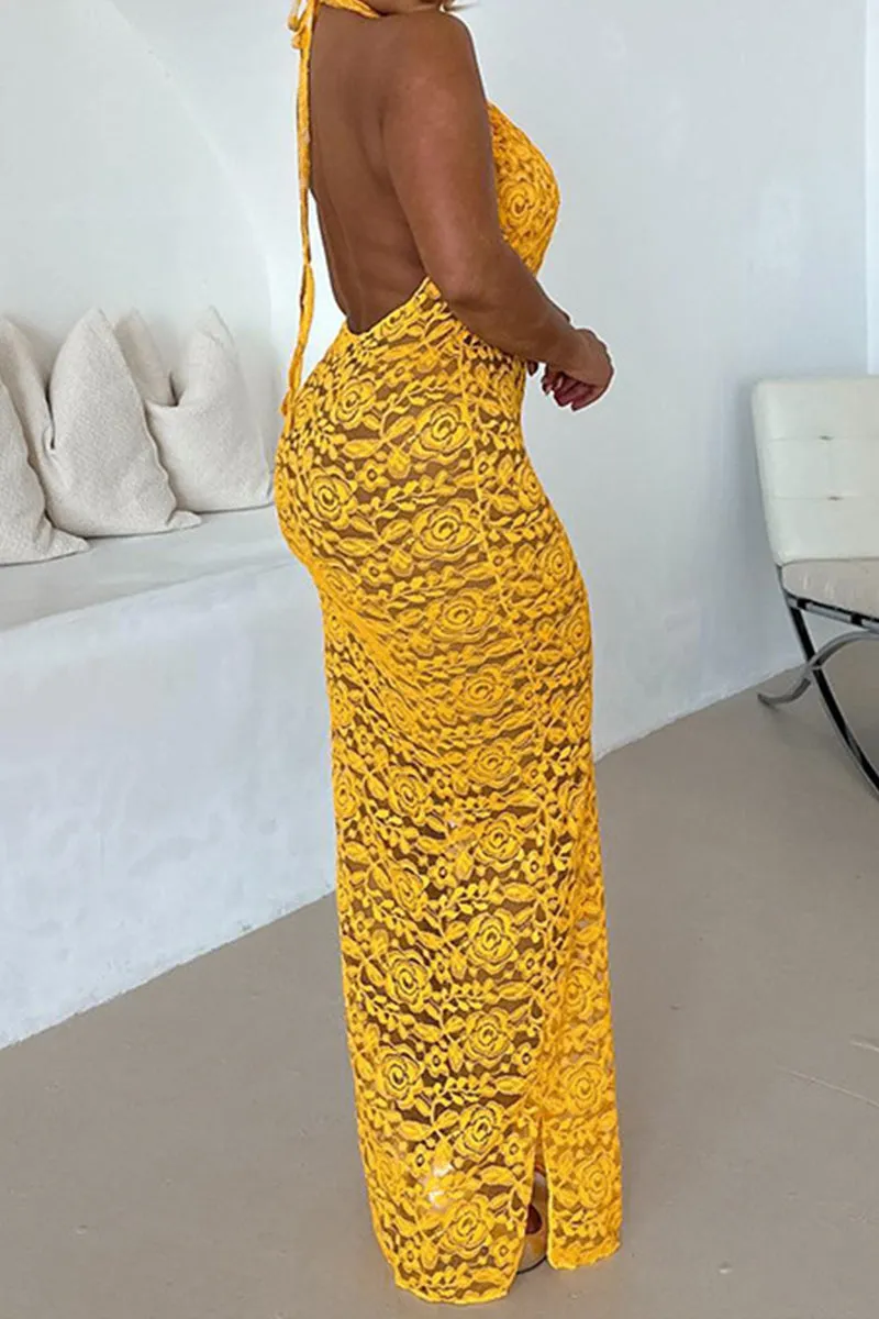 BS3328 Lace Halter Long Dress
