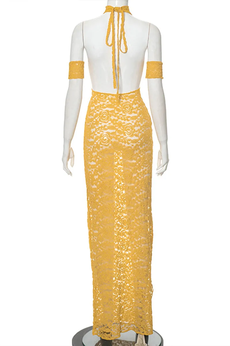 BS3328 Lace Halter Long Dress