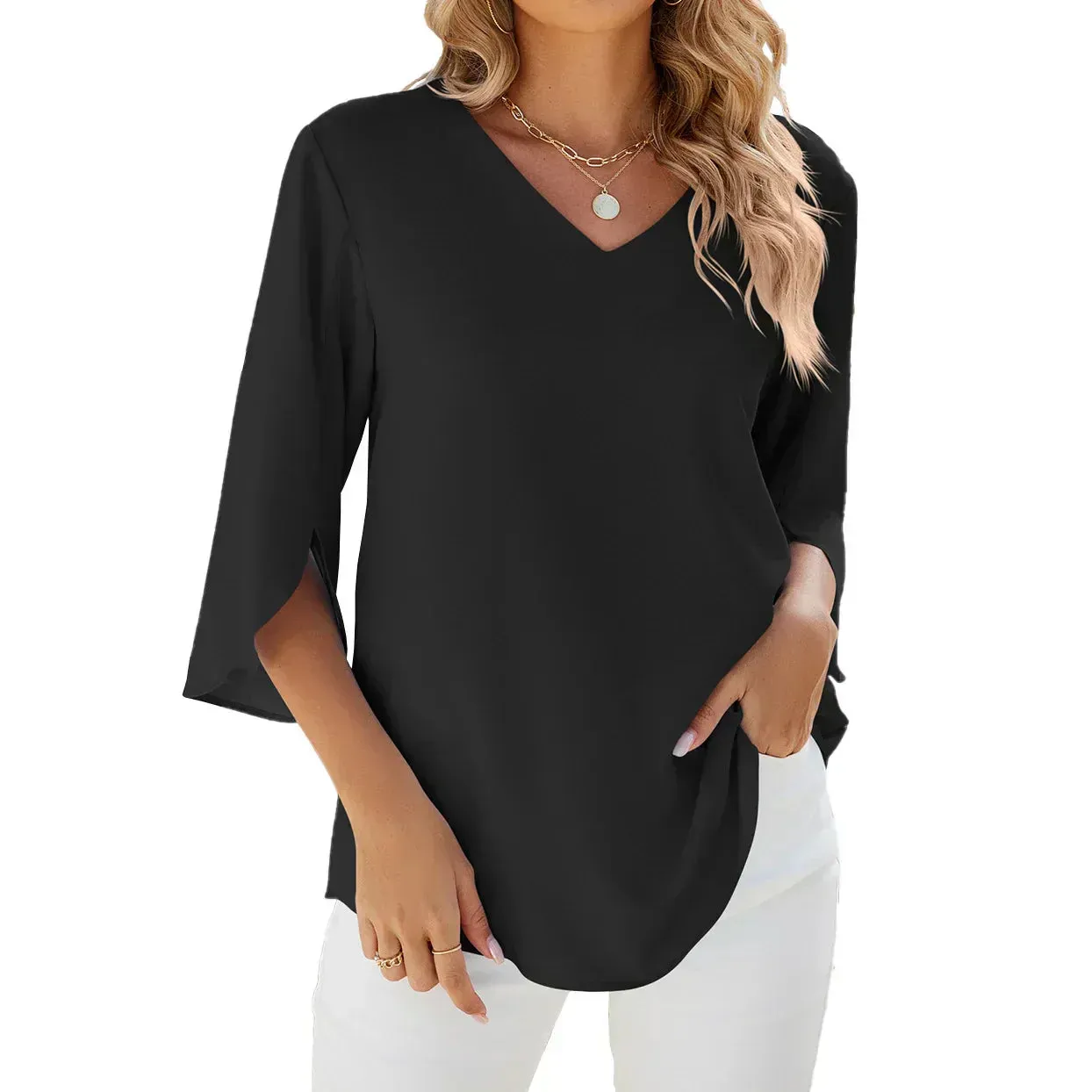 Buannsa® | Unique V-Neck Blouse