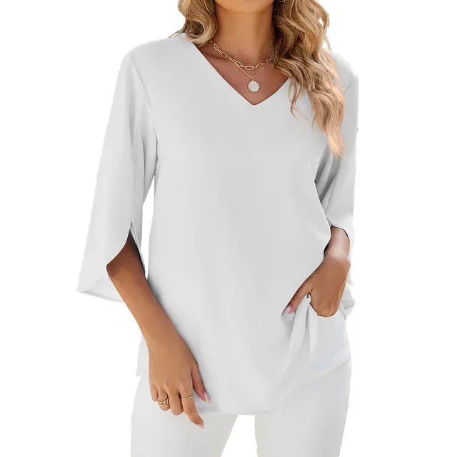 Buannsa® | Unique V-Neck Blouse