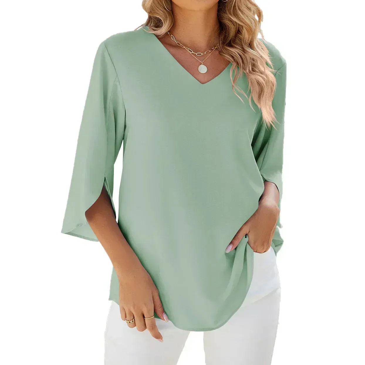 Buannsa® | Unique V-Neck Blouse