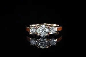 BUBINGA WATERFALL 14K ROSE GOLD DIAMOND 3 STONE CURVE RING