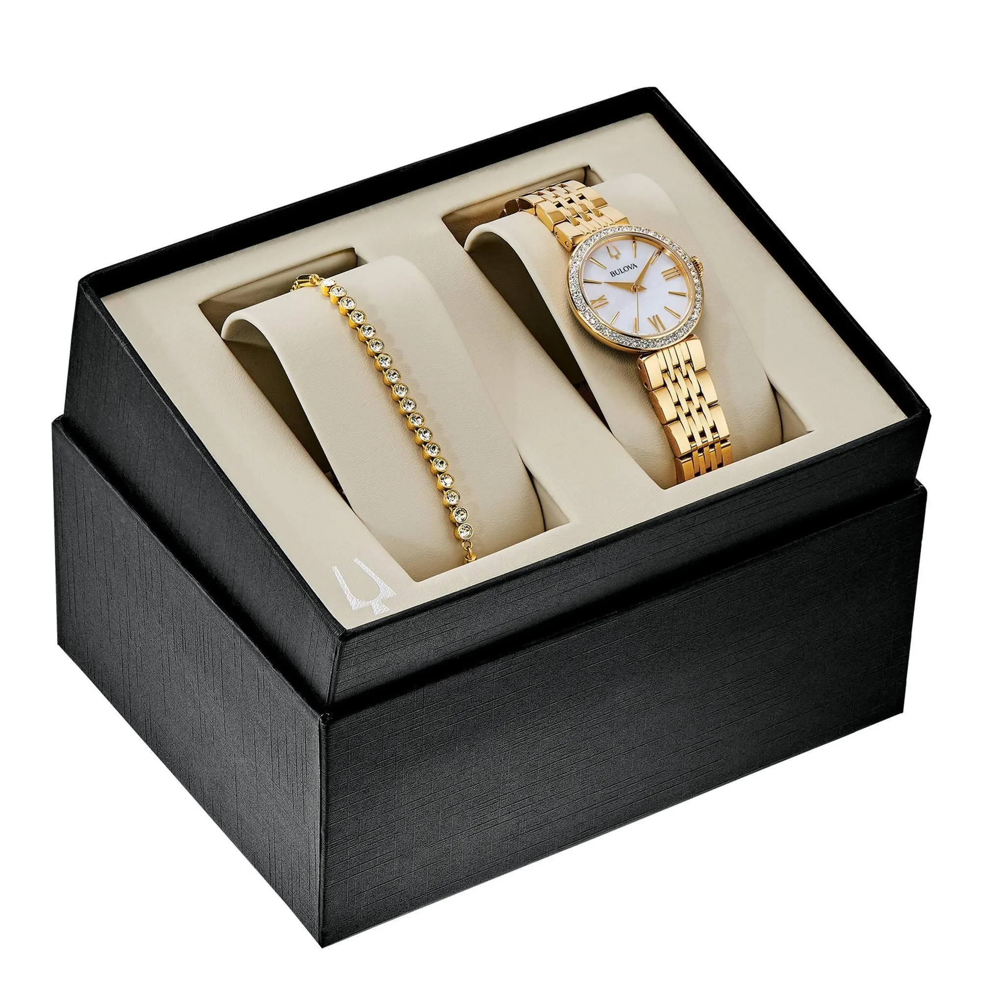 Bulova Ladies' Crystal Watch and Bolo Bracelet Gift Set 98X122