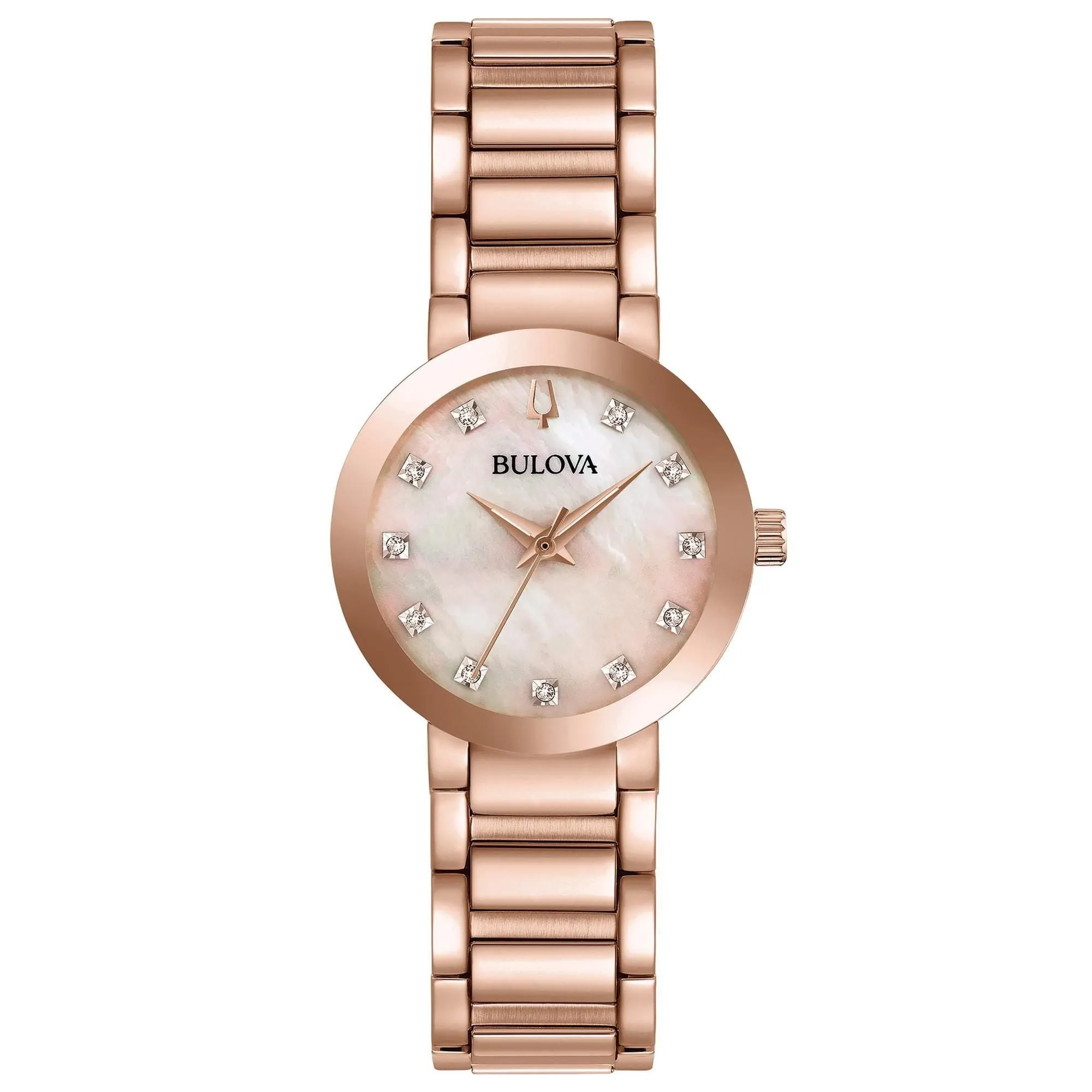Bulova Ladies' Futuro Diamond Rose Gold-Tone Stainless Steel Watch 97P132
