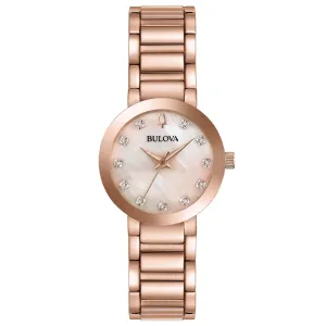 Bulova Ladies' Futuro Diamond Rose Gold-Tone Stainless Steel Watch 97P132