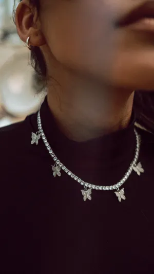 Butterflies Tennis Chain in White Gold