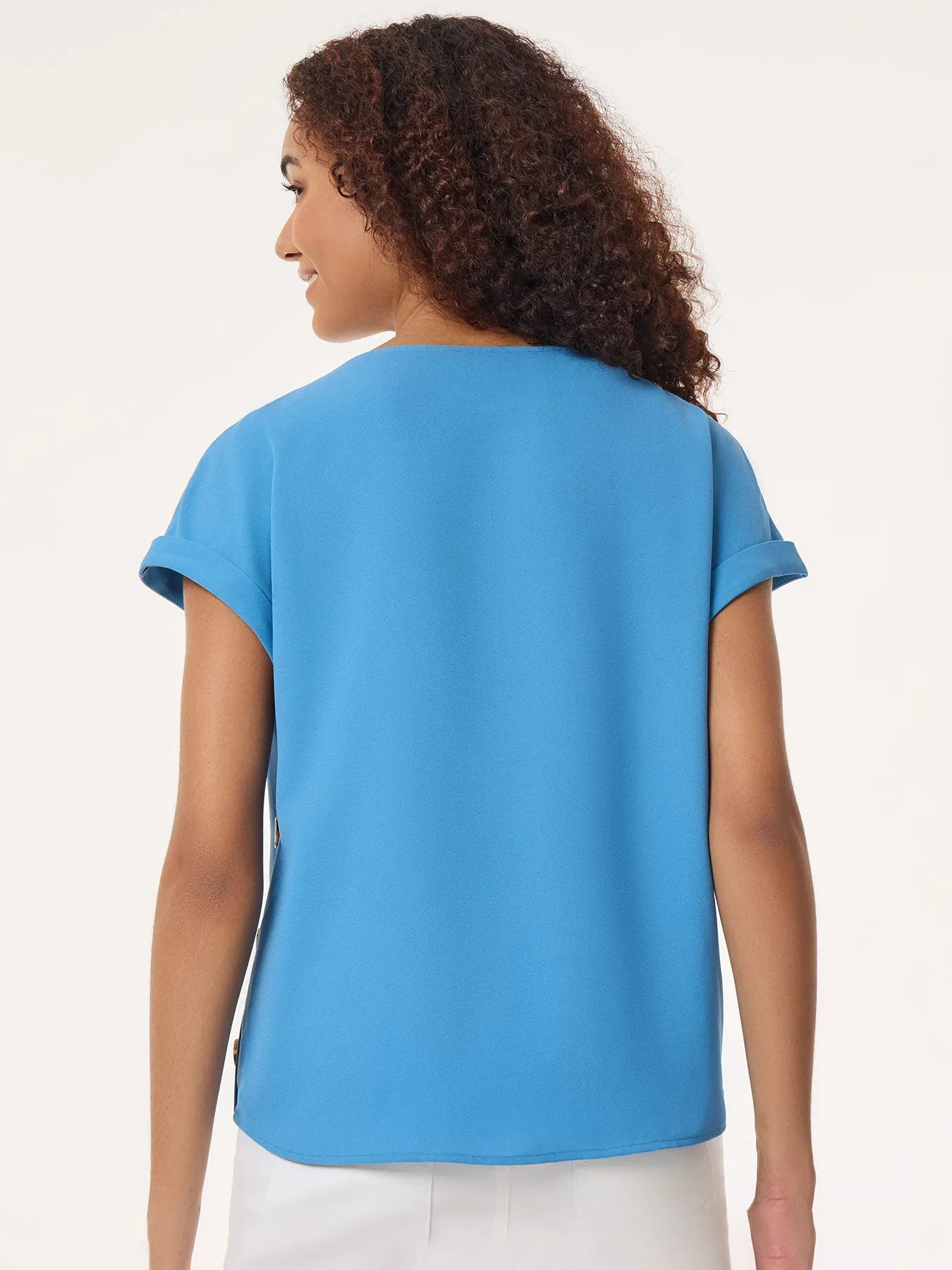 Button Detail Blouse, Jasper Crepe