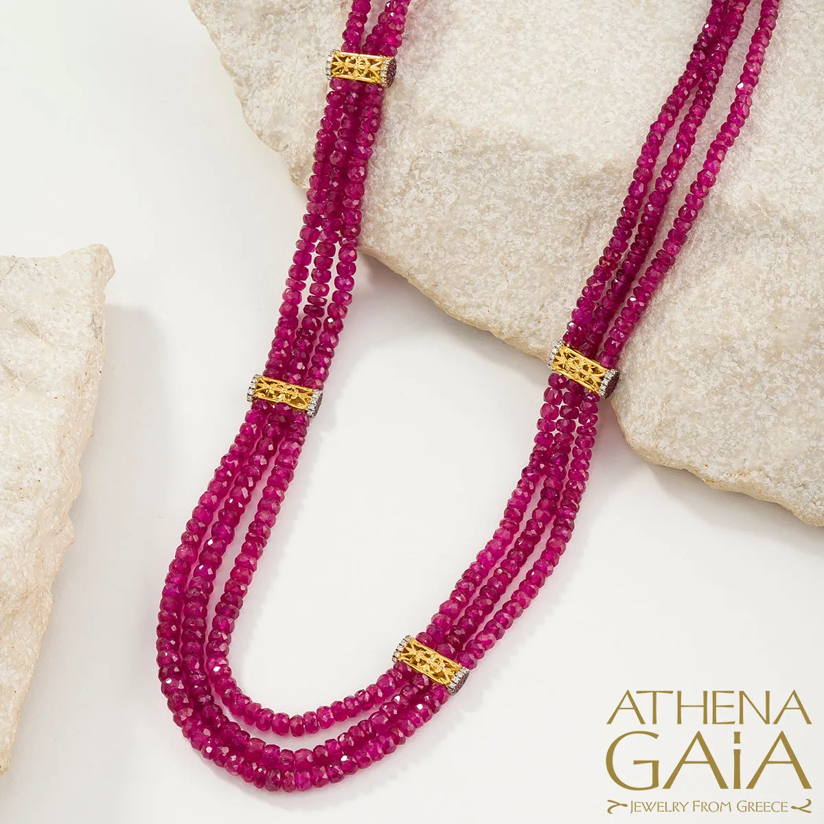 Byzantine Embroidery Triple River Necklace