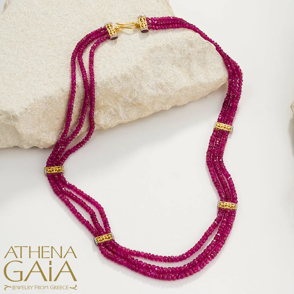 Byzantine Embroidery Triple River Necklace