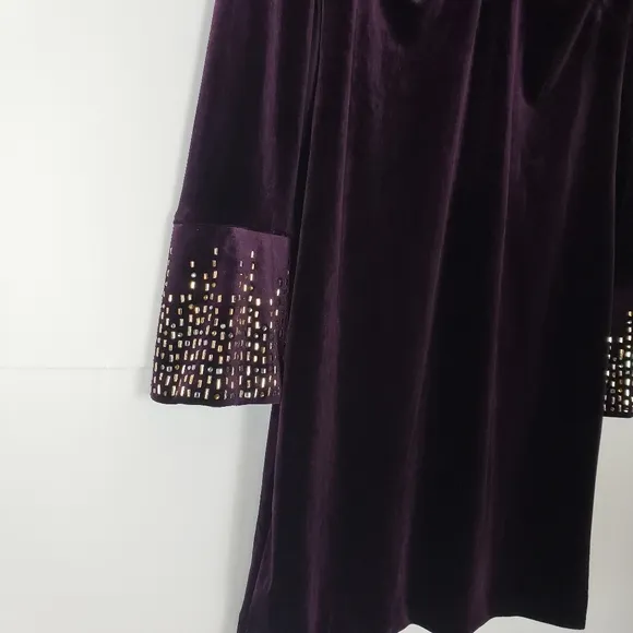 Calvin Klein Women's Purple Velvet Embellished Dress 2