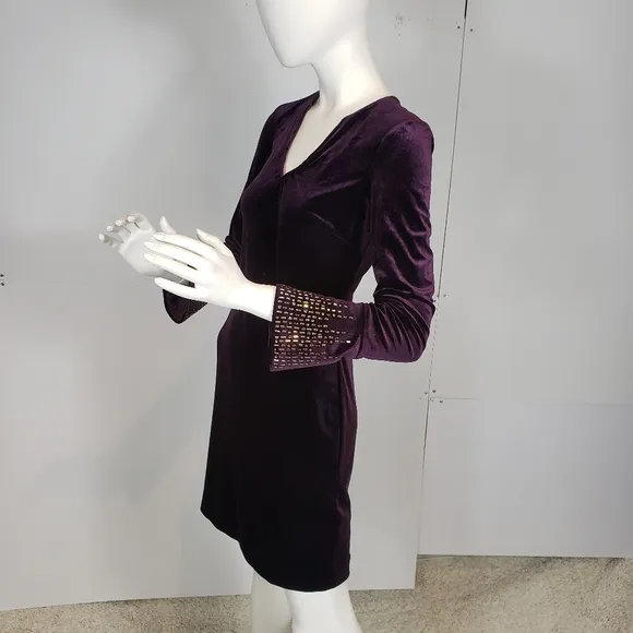 Calvin Klein Women's Purple Velvet Embellished Dress 2