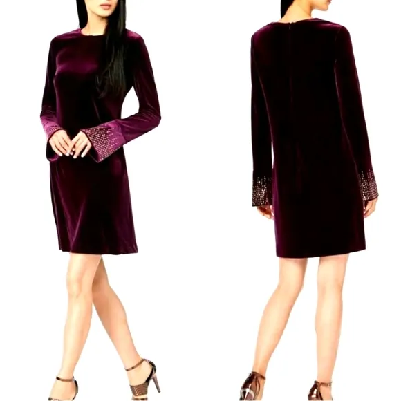 Calvin Klein Women's Purple Velvet Embellished Dress 2