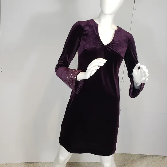Calvin Klein Women's Purple Velvet Embellished Dress 2