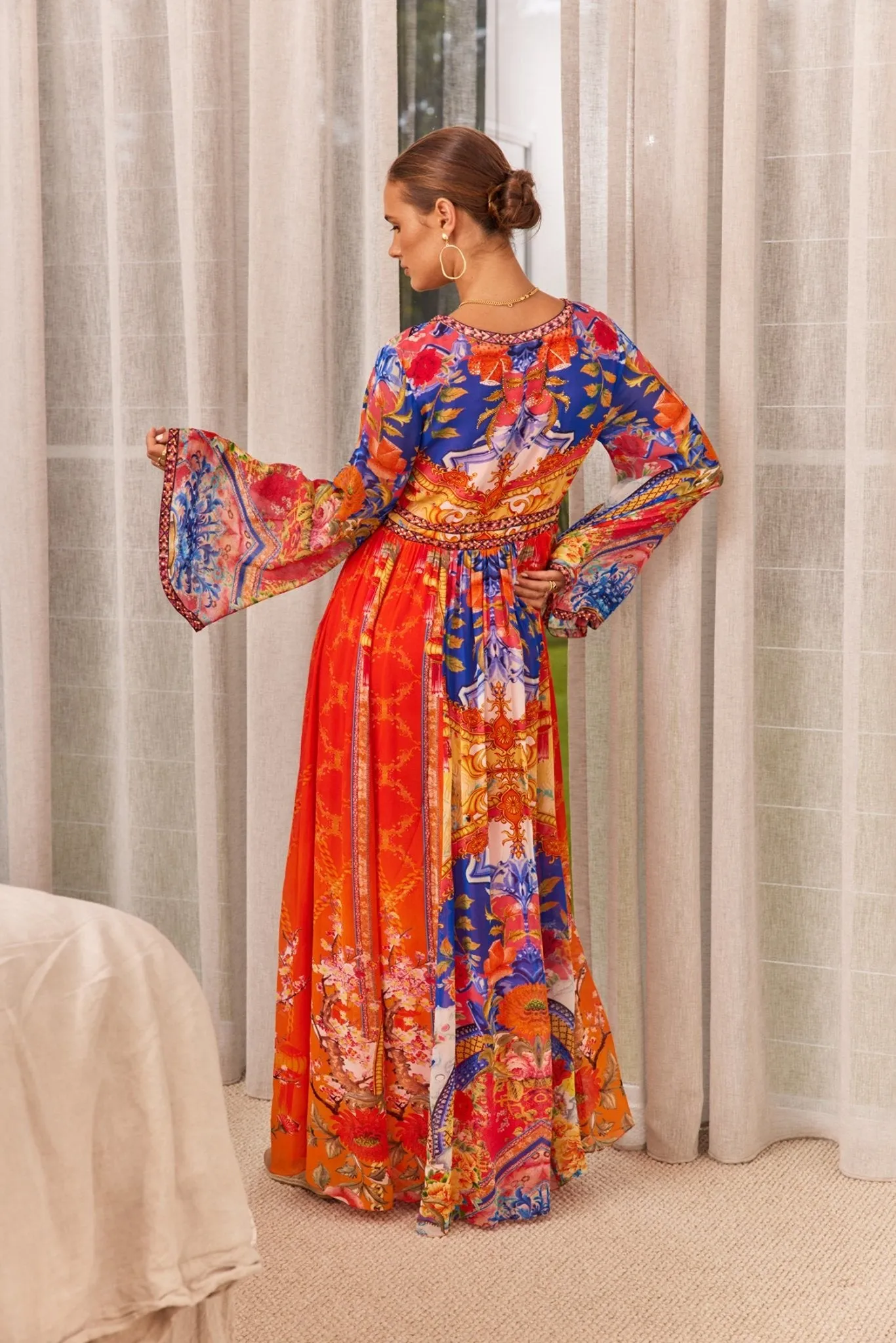 CARNIVAL SPIRIT MAXI DRESS W FITTED WAIST