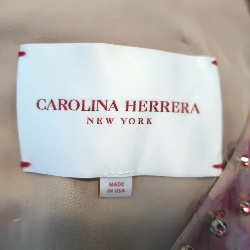 Carolina Herrera Floral Pailette Embellished Tulle Maxi Dress Pink Size 4