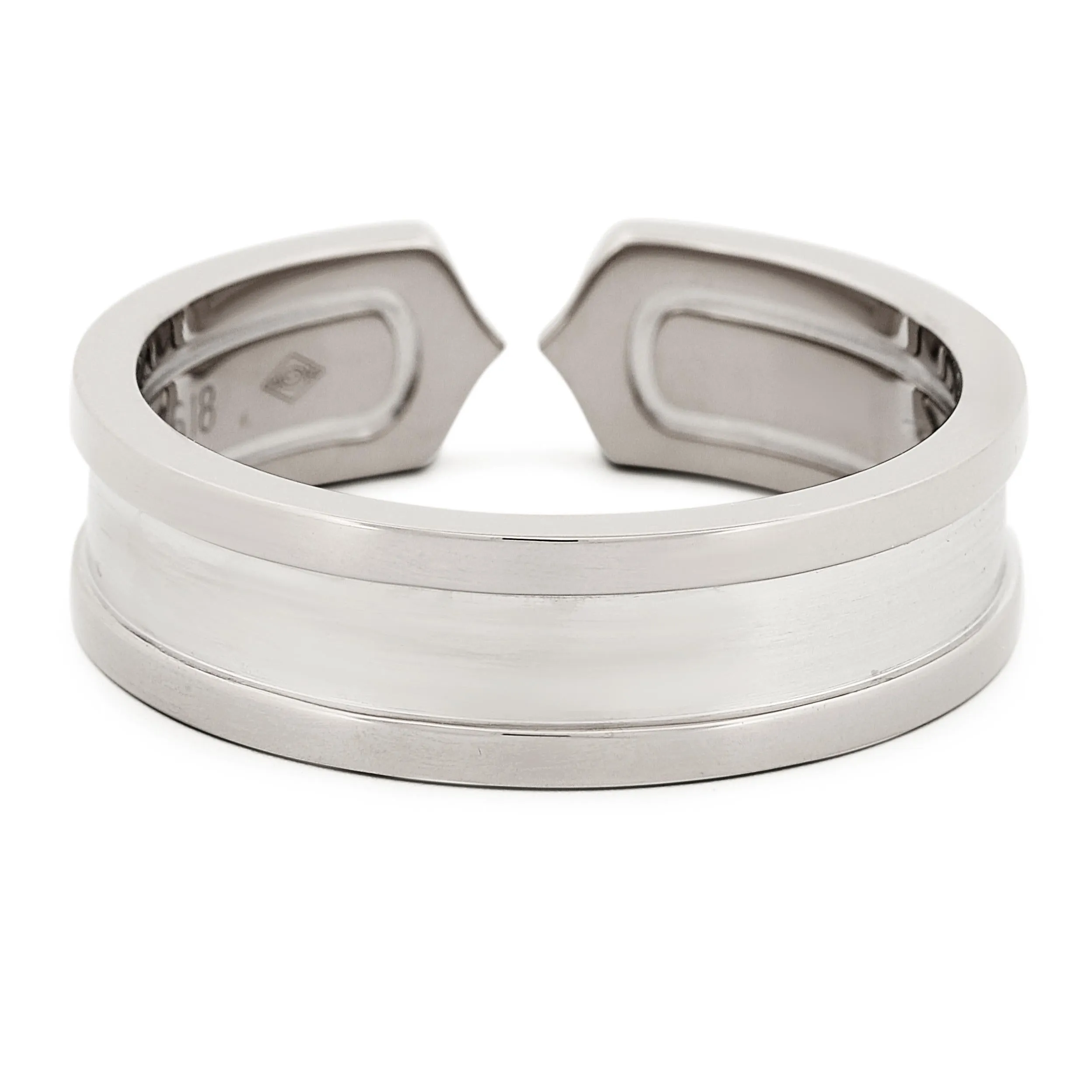 Cartier Logo Double C Ring 18K White Gold with Box & Papers Size 62