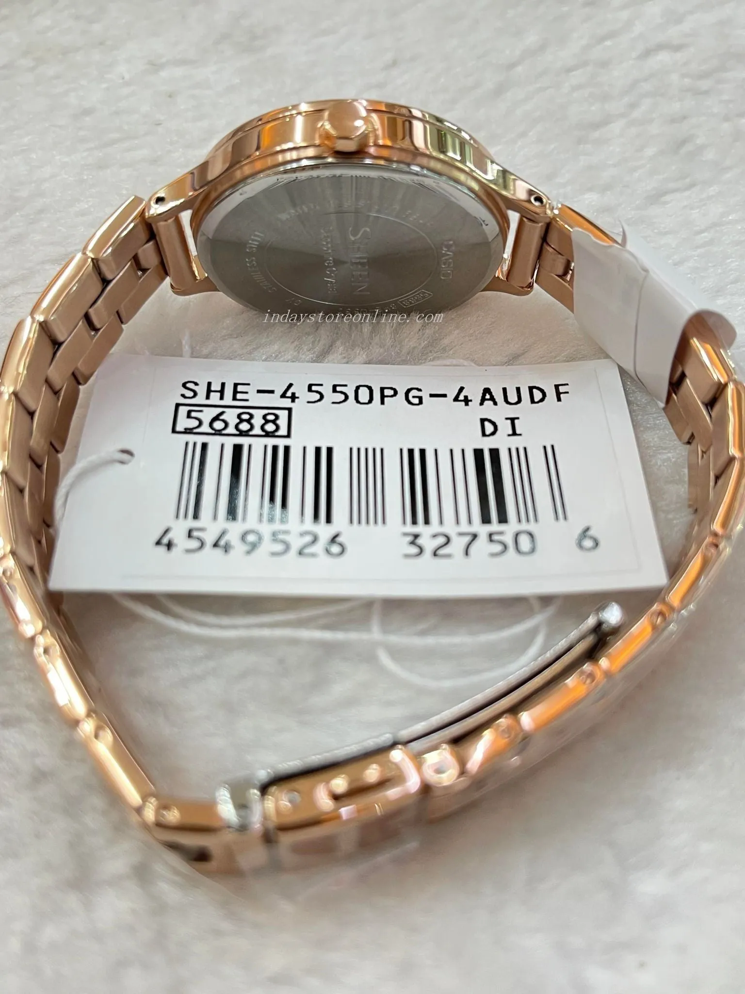 Casio Women's Watch SHE-4550PG-4A Stainless Steel Band One-touch 3-fold Clasp Sapphire Crystal
