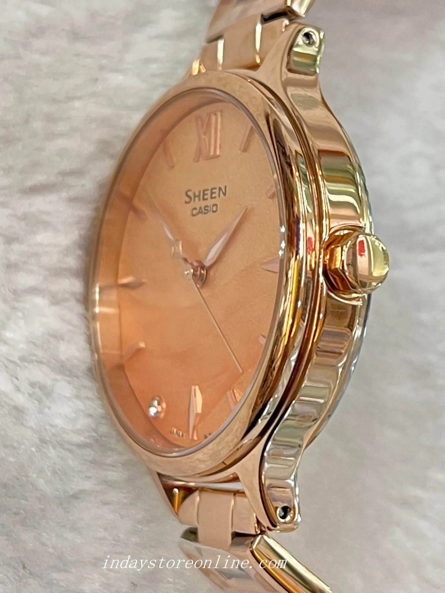 Casio Women's Watch SHE-4550PG-4A Stainless Steel Band One-touch 3-fold Clasp Sapphire Crystal