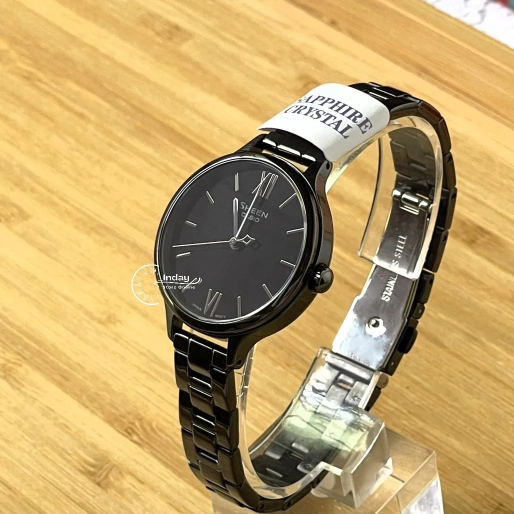 Casio Women's Watch SHE-4560BD-1A Stainless Steel Band One-touch 3-fold Clasp Sapphire Crystal