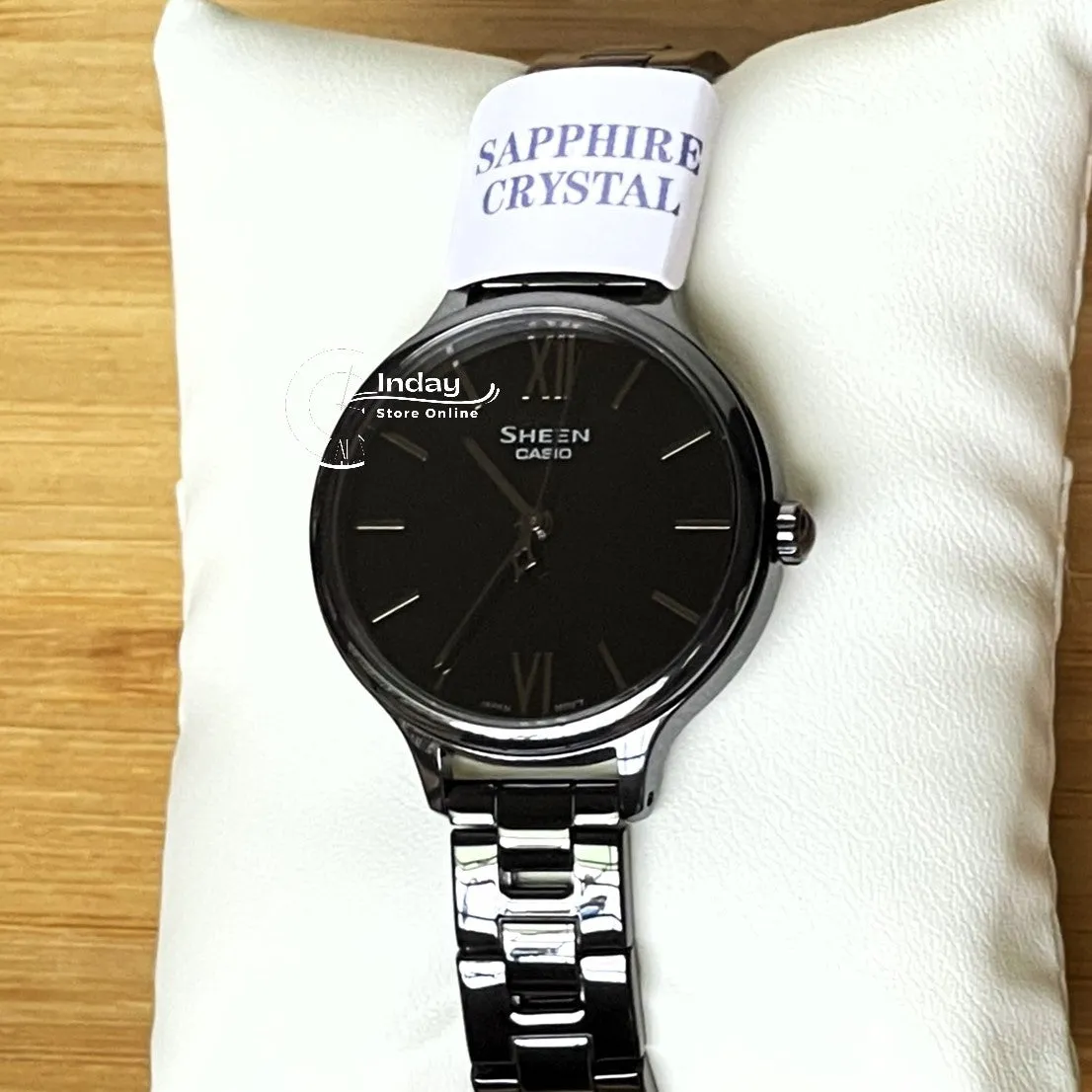 Casio Women's Watch SHE-4560BD-1A Stainless Steel Band One-touch 3-fold Clasp Sapphire Crystal