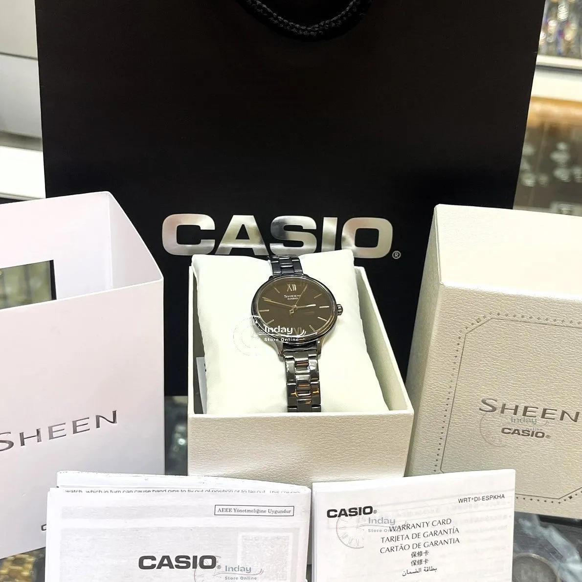 Casio Women's Watch SHE-4560BD-1A Stainless Steel Band One-touch 3-fold Clasp Sapphire Crystal