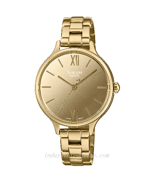 Casio Women's Watch SHE-4560G-9A Stainless Steel Band One-touch 3-fold Clasp Sapphire Crystal