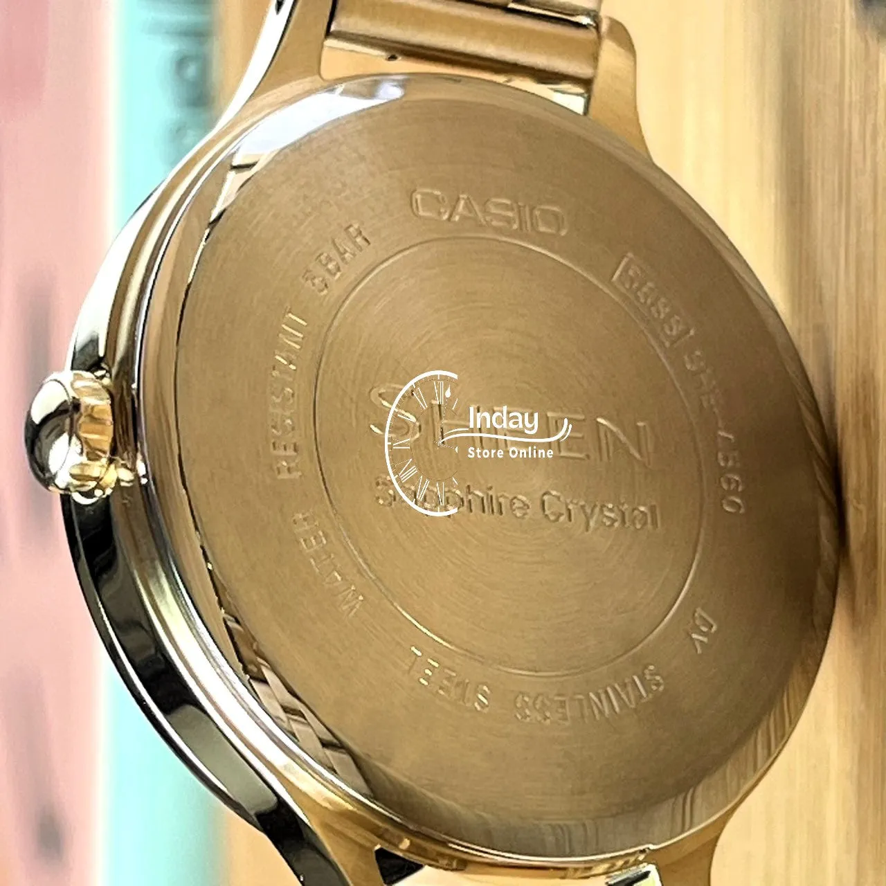 Casio Women's Watch SHE-4560G-9A Stainless Steel Band One-touch 3-fold Clasp Sapphire Crystal