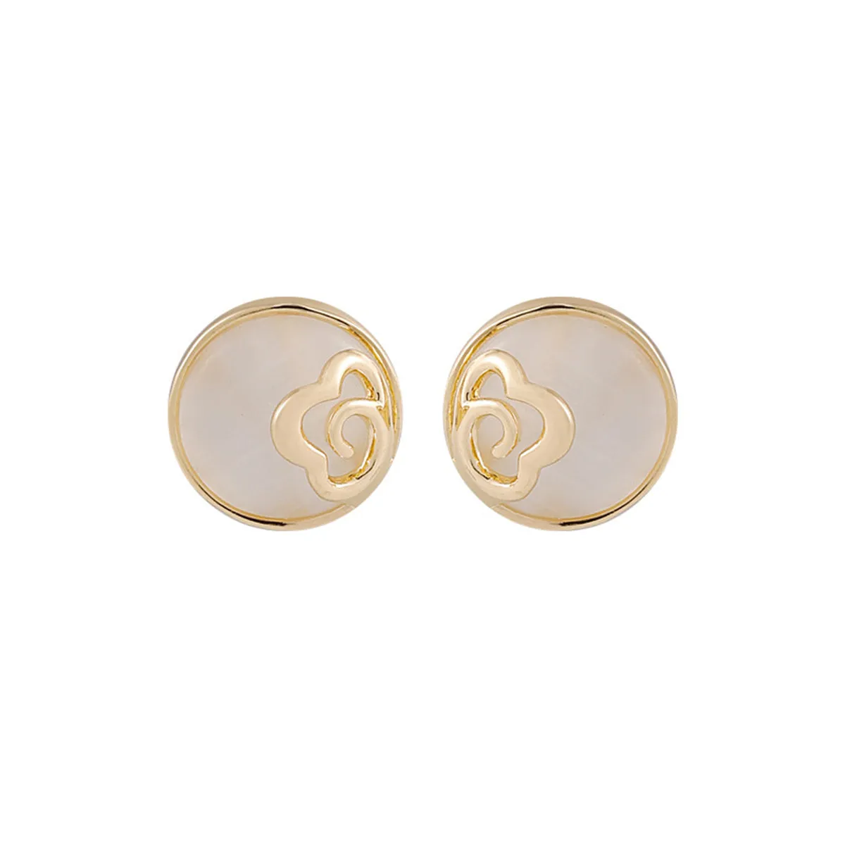 Cats Eye & 18K Gold-Plated Floral Stud Earrings