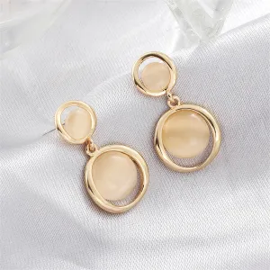 Cat's Eye & 18K Gold-Plated Round Drop Earrings