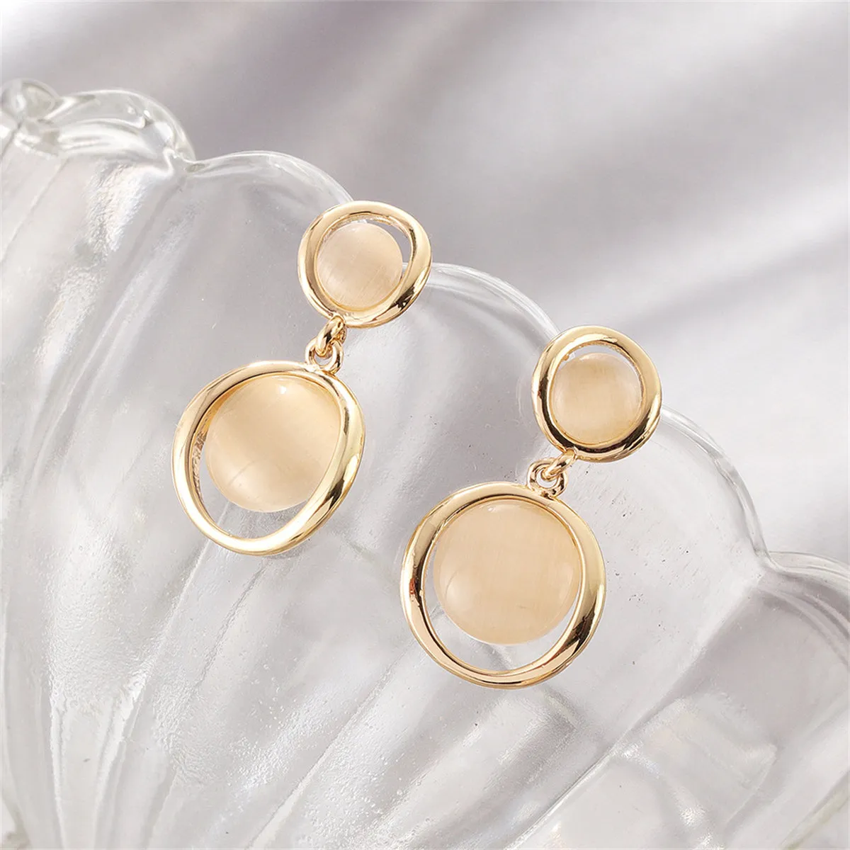 Cat's Eye & 18K Gold-Plated Round Drop Earrings