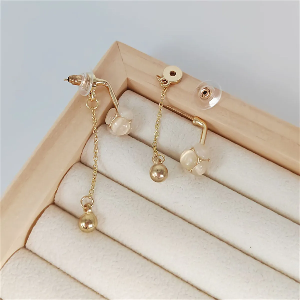 Cat's Eye & Cubic Zirconia 18K Gold-Plated Ball Ear Jackets