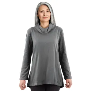 CC Women's Eliana Long Sleeve Cowl Neck Top - Dark Grey