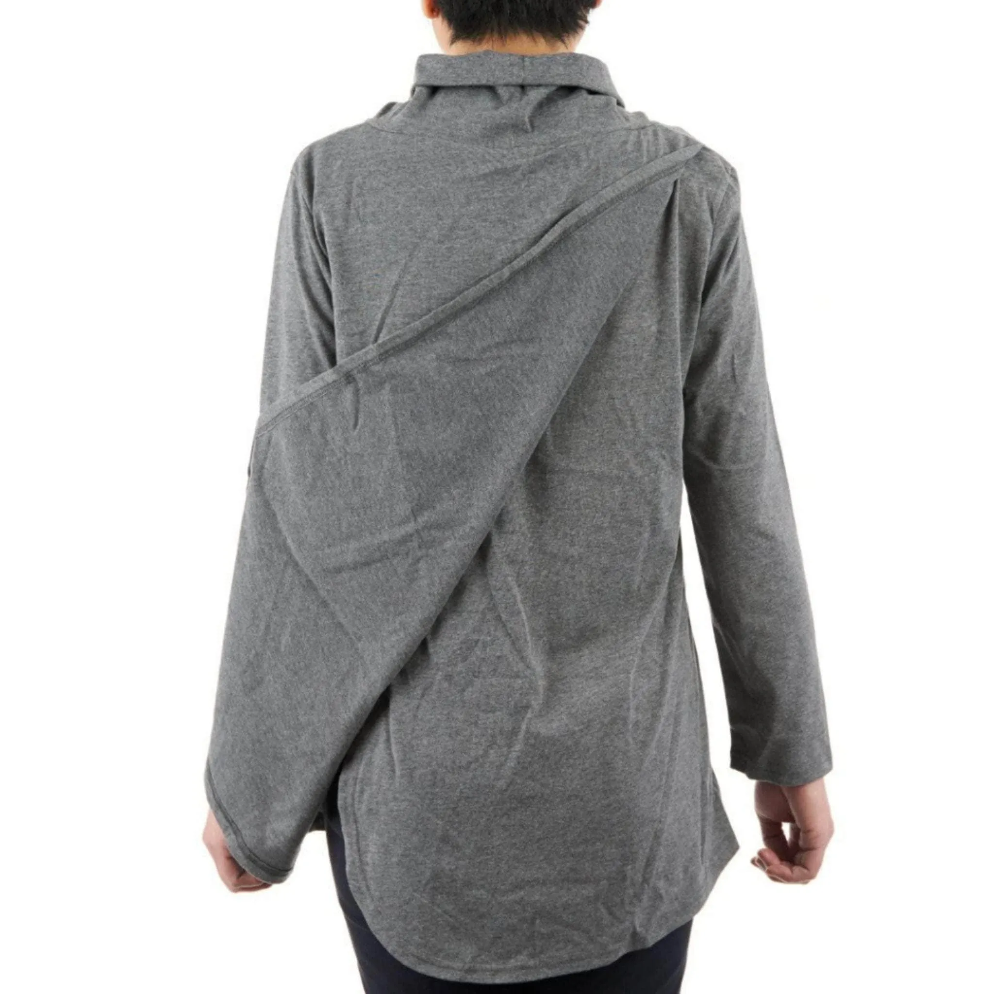 CC Women's Eliana Long Sleeve Cowl Neck Top - Dark Grey