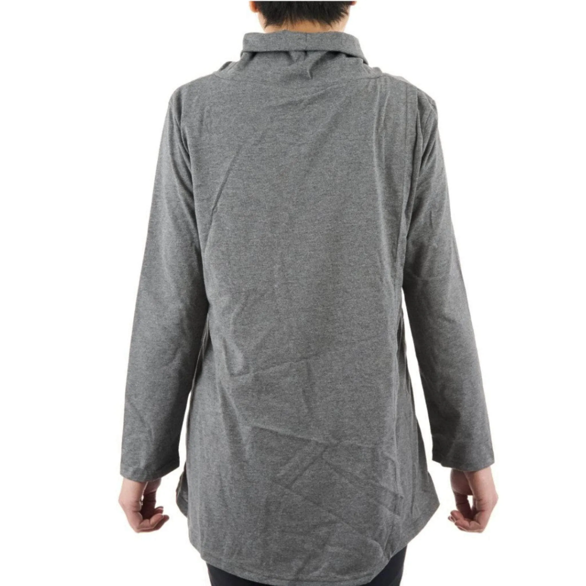 CC Women's Eliana Long Sleeve Cowl Neck Top - Dark Grey