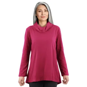 CC Women's Eliana Long Sleeve Cowl Neck Top - Dark Rose