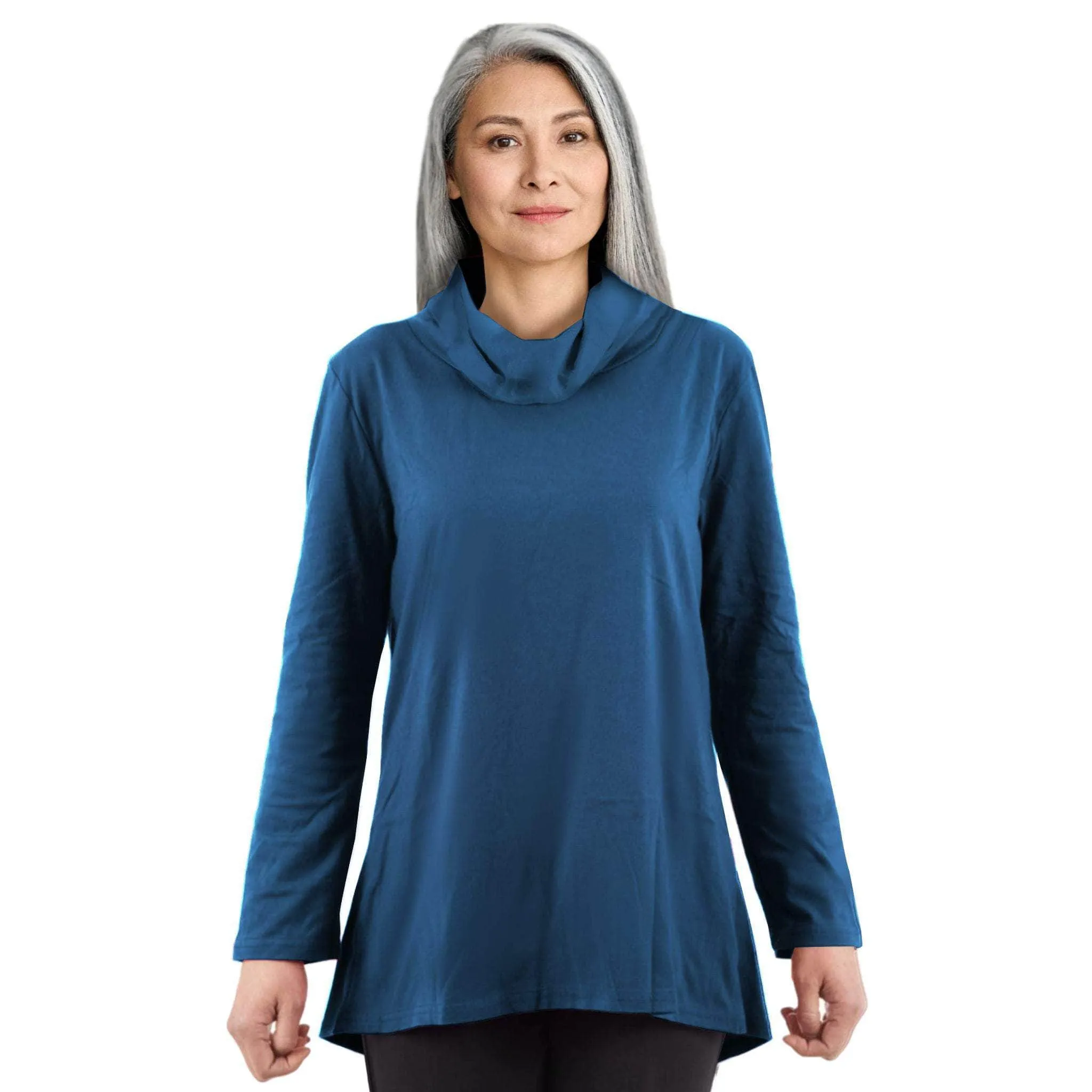 CC Women's Eliana Long Sleeve Cowl Neck Top - Dusty Blue