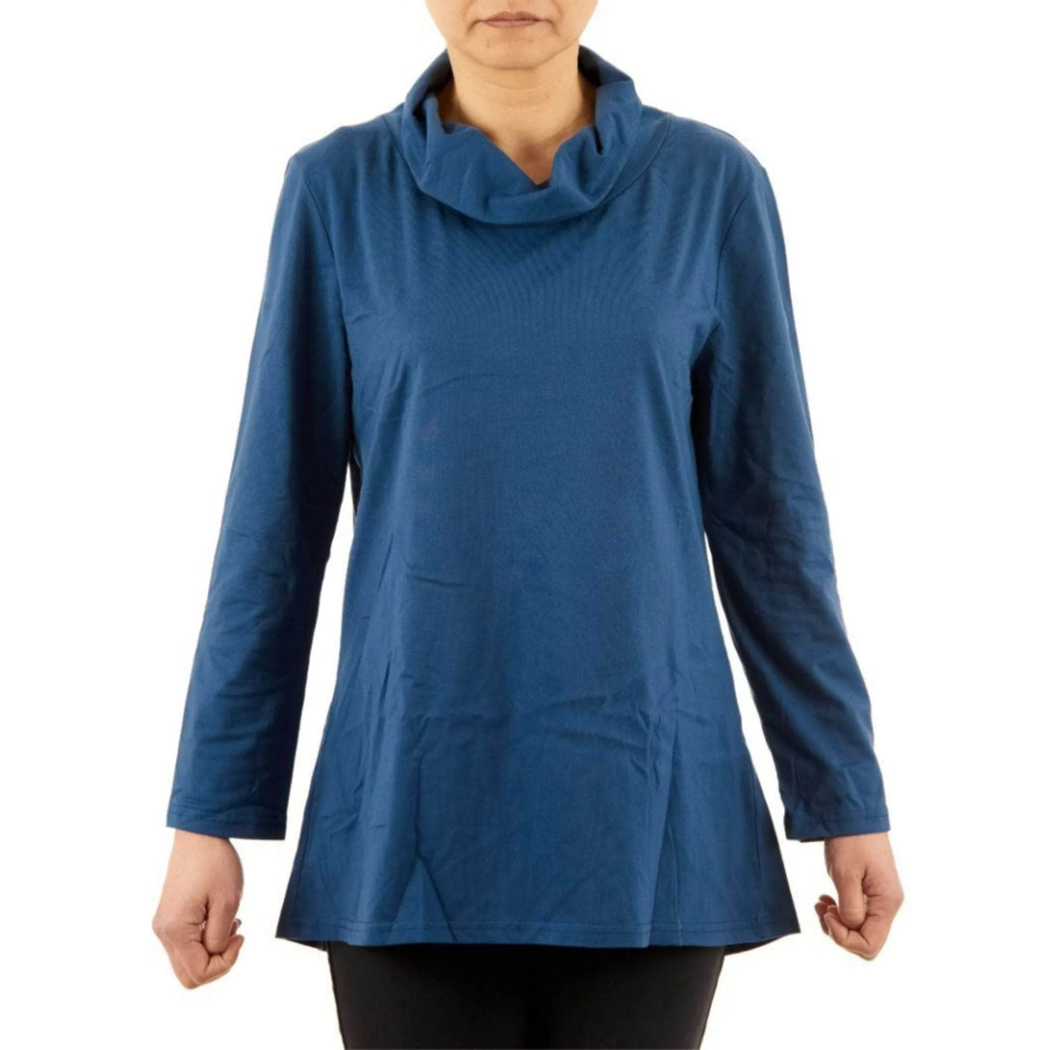 CC Women's Eliana Long Sleeve Cowl Neck Top - Dusty Blue