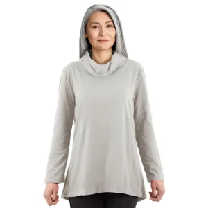 CC Women's Eliana Long Sleeve Cowl Neck Top - Light Grey