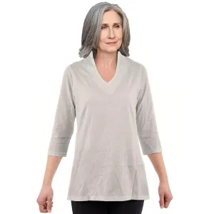 CC Women's Elizabeth 3/4 Sleeve V-Neck Top - Mid Grey