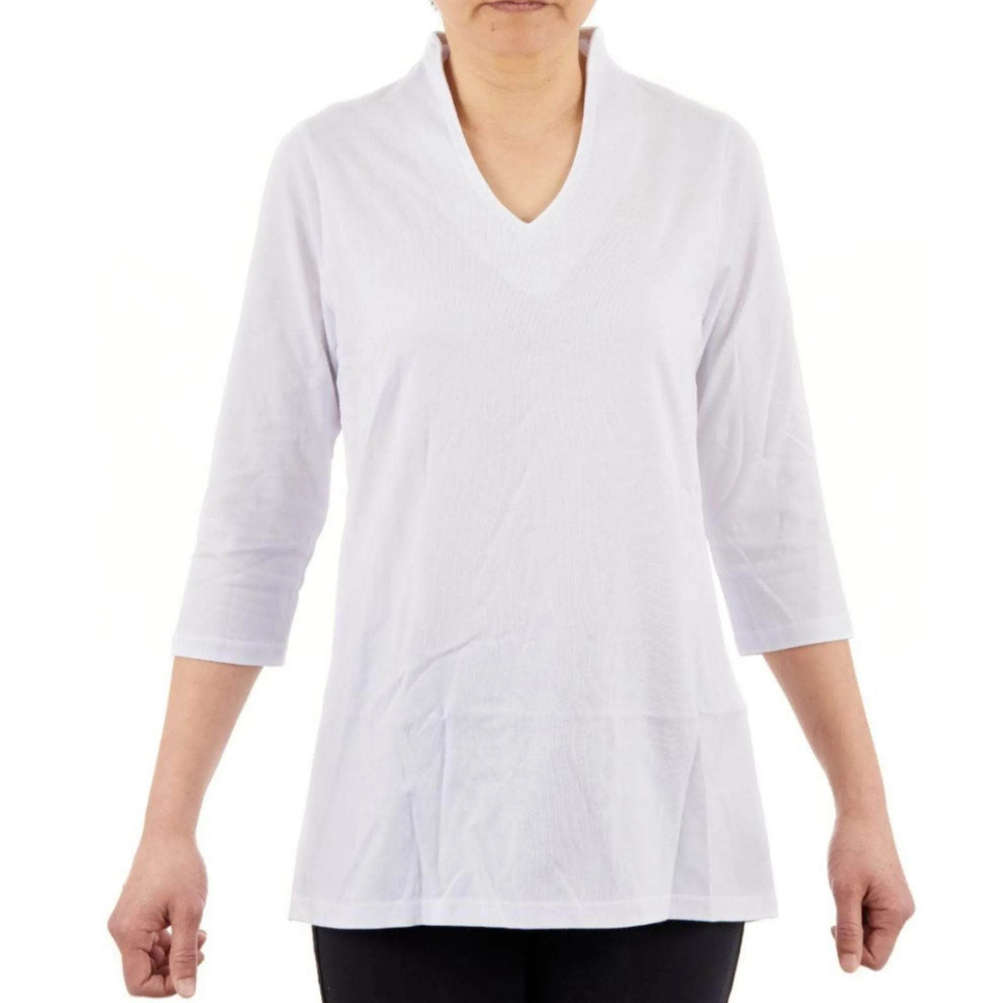 CC Women's Elizabeth 3/4 Sleeve V-Neck Top - White